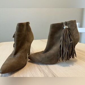 Vintage Charles Jourdan Brown Suede Ankle Boots